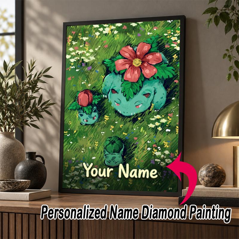 Personalized Bulbasaur Diamond Art Custom Name 5D Diamond Painting Full Drill DIY Craft