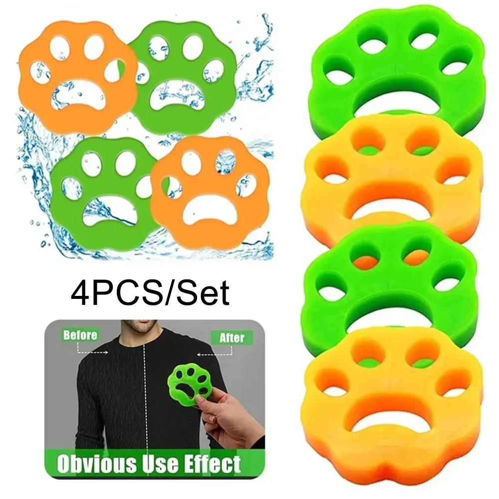 Raccoglitore di Peli in Silicone a Forma di Artiglio di Gatto 4 pz Lavatrice Vestiti Polvere Peli Raccoglitore Bifacciale Riutilizzabile Lavabile Strumenti di Pulizia