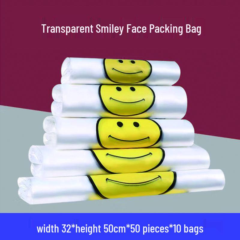 Transparent Smile Face Thickened Plastic Shopping Bags