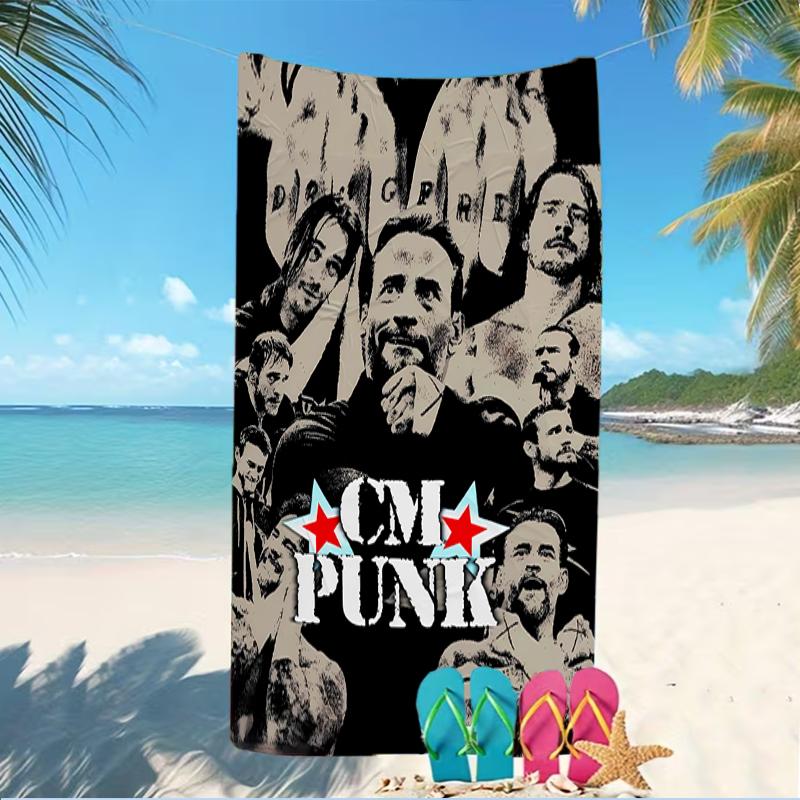 Beach Towel with CM Punk Pattern - soft,absorbent,machine washable Lightweight&Modern,swimming,Travel Essentials