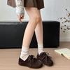 Frühling Herbst Neuer Stil Runde Zehen Damen Flache Schuhe 2025 Mode Wildleder Lässig Weiche Sohle Schnürschuhe Verschleißfest Damen Schuhe