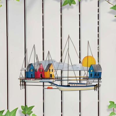 Metalen Zeilboot Wanddecoratie Schip Beeld, Creatief, Vakantiecadeau, Hangend Bord, Kust Nautisch Schip