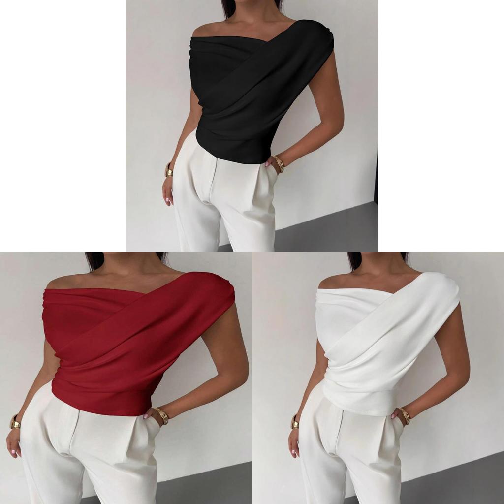 Simple Black Polyester Sleeveless Tshirt With Slim Fit For Womens Summer Casual Wear
