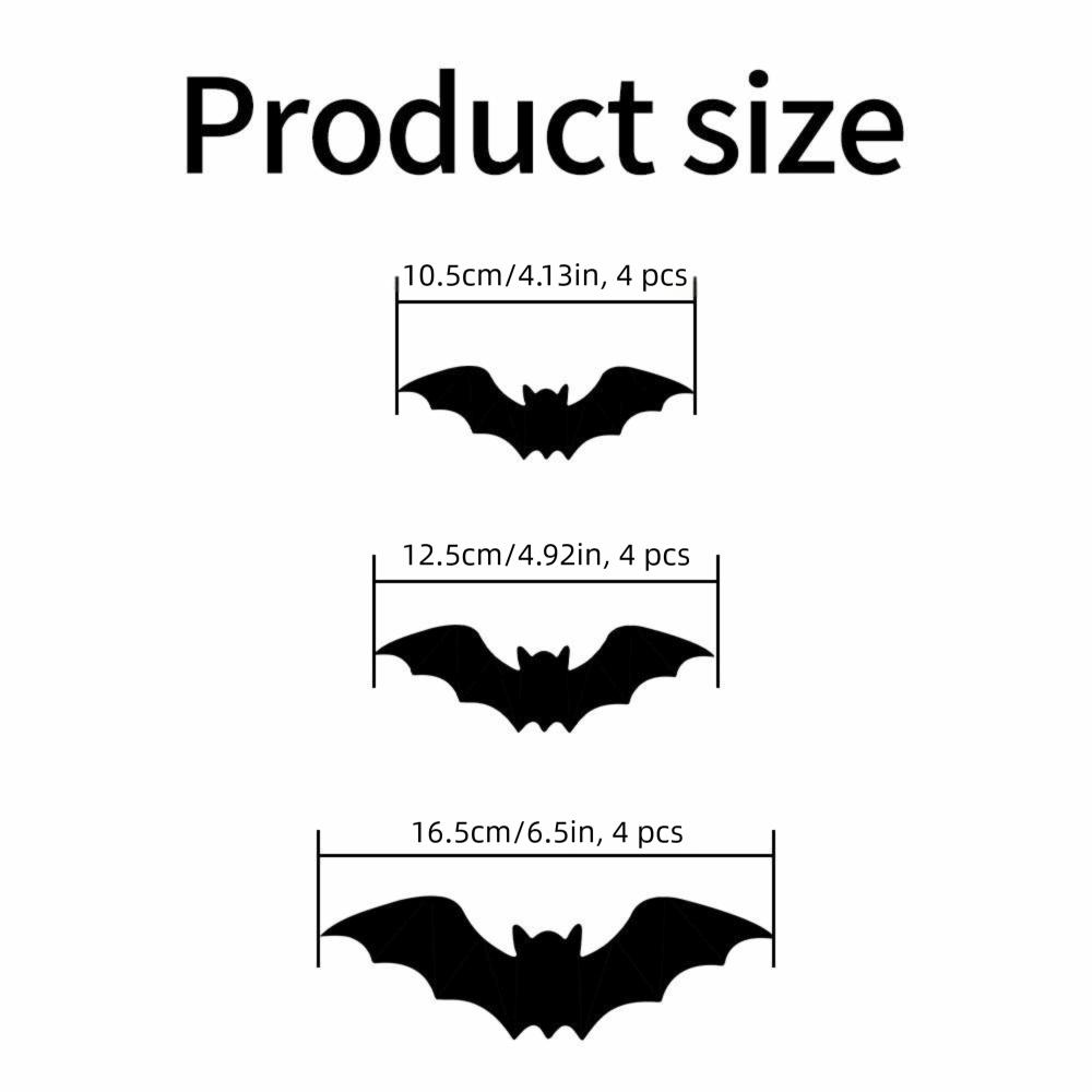 Glow in The Dark LED Glow Wall Stickers 3D Bat Halloween Decorations Window Decoration