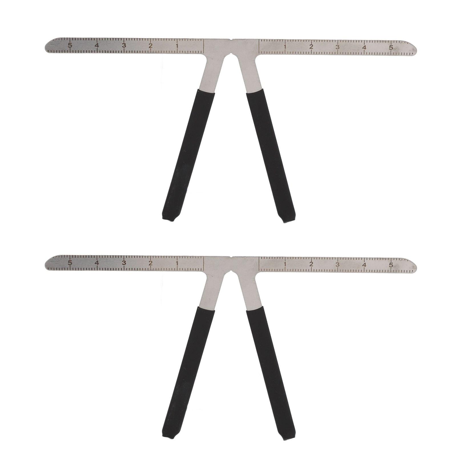 2pcs Tattoo Eyebrow Balance Ruler Stainless Steel Clear Scale Accurate Eyebrow Measuring Tool with Wooden Box
