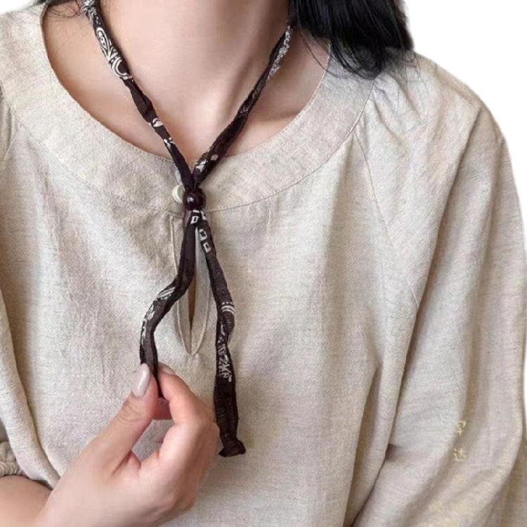 Lightweight Printed Fabric Necklace Layering Beaded Accent Adjustable Scarf Neck Chain Perfect For Gift Giving