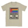 T-shirt Graphique Queers pour la Palestine à Manches Courtes Respirant pour Homme - T-shirt d'Été en Coton Graphique pour Homme