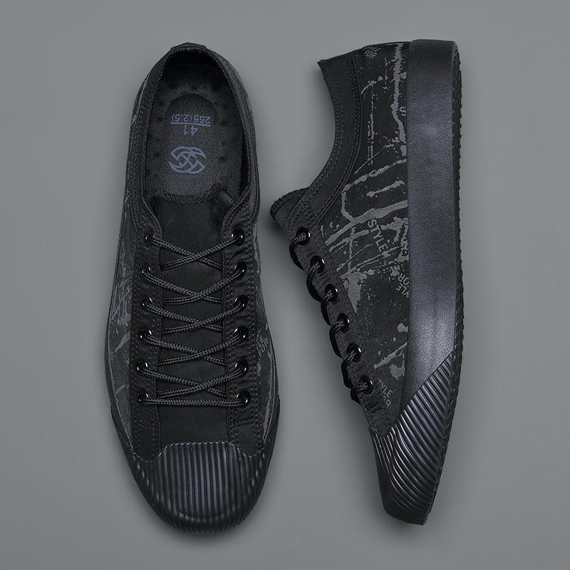 

Fashion Spring and Autumn Graffiti Korean Men Canvas Shoes Low Top Male Students Lazy Shoes Mens Loafers Slip-on Casual Sneakers 10 чёрный