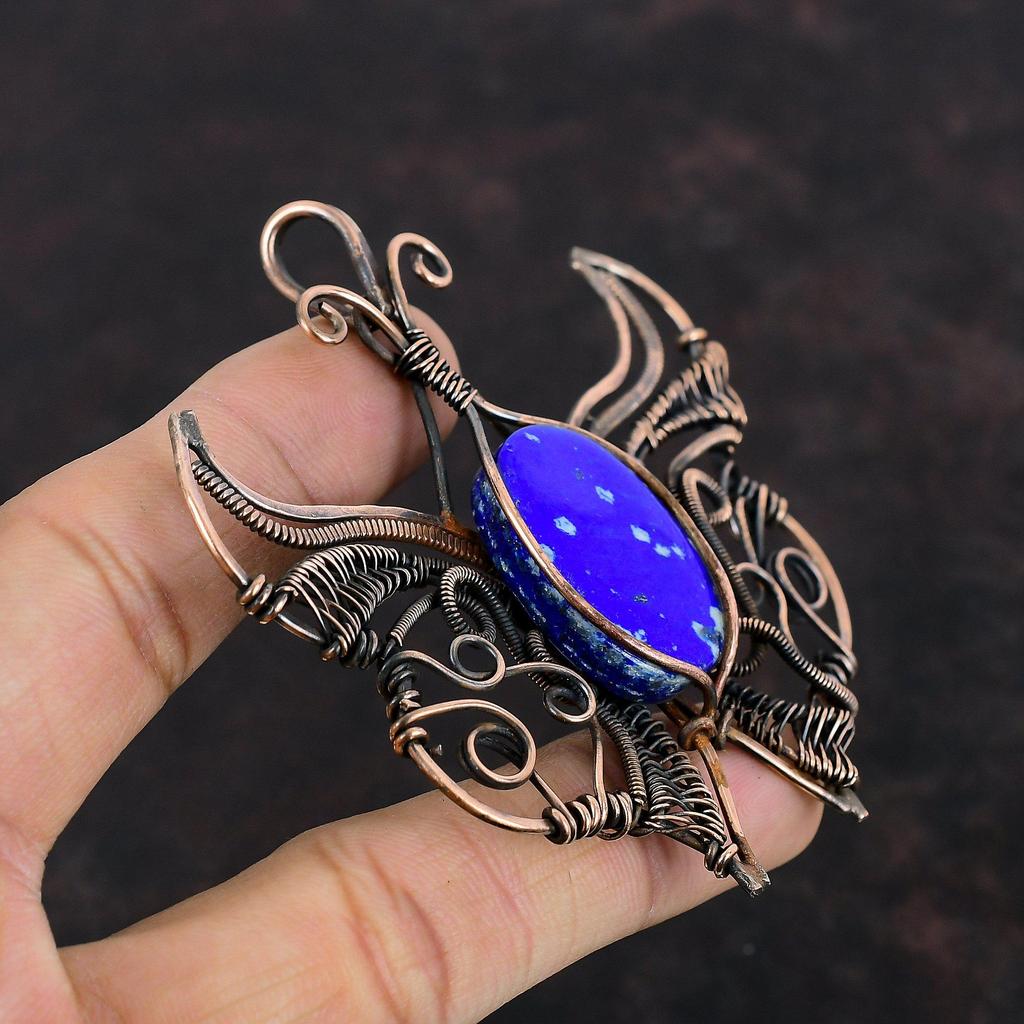 Lapis Lazuli Pendant Copper Wire Wrapped Pendant Handmade Pendant Natural Gemstone Jewelry Butterfly Pendant Anniversary Gift Copper Jewelry