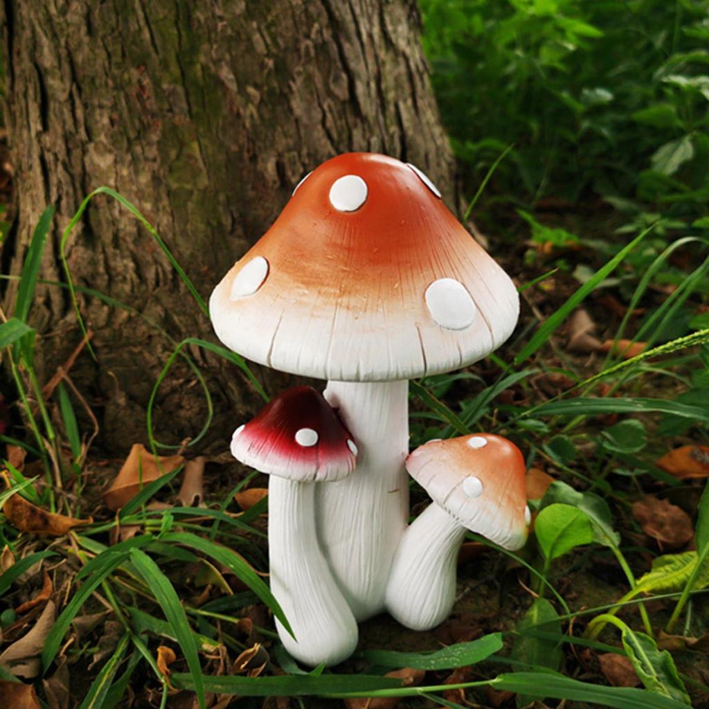 Simulation Garden Mushroom Statue Mushroom Figurines for Home Shelf Lawn