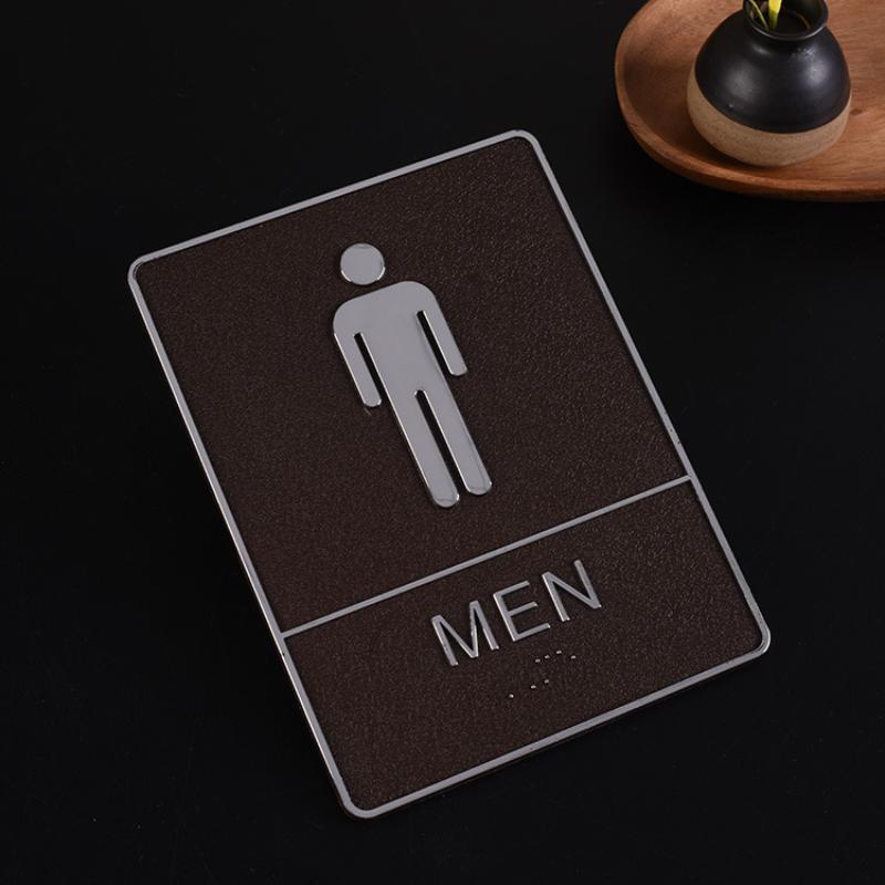 Self-Adhesive Bathroom Sign Restroom Door Sign Men Women Restroom Sign Board Washroom Sign Mark Office Mall Removable Sticker
