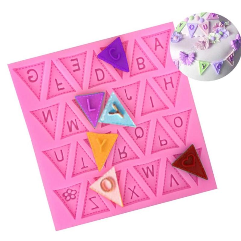 Cooking Tools Flag Shape 26 English Letters Silicone Mold Chocolate Fondant Cake Decorating Cake sugar craft Moulds Tools