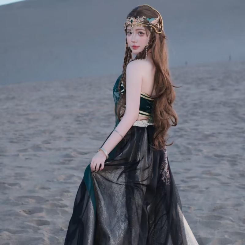 Exotic Princess Hanfu Hair Crown Headband Tassel Forehead Jewelry Headpiece for Women Chinese Ancient Costume Wedding