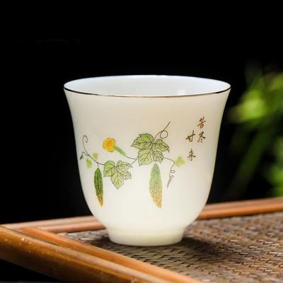 Xícara de Chá de Porcelana Branca Estilo Retrô Chinês 80ml Xícara Mestra de Casa de Chá 50ml Copo de Saquê de Cerâmica Tigela de Chá Doméstica Conjunto de Chá Kung Fu