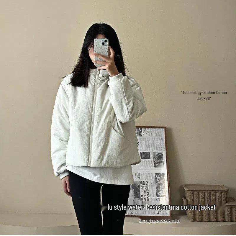 Lulu Sporty Women's Hooded Windproof Cotton Jacket - Casual, Versatile, High-End Outerwear
