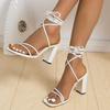 Fashion Women's Ankle Strap Cross-lacing Design Sandals Summer New Trend Fusion Fashion Thick Heel Sexy Open Toe High Heels Roman Shoes