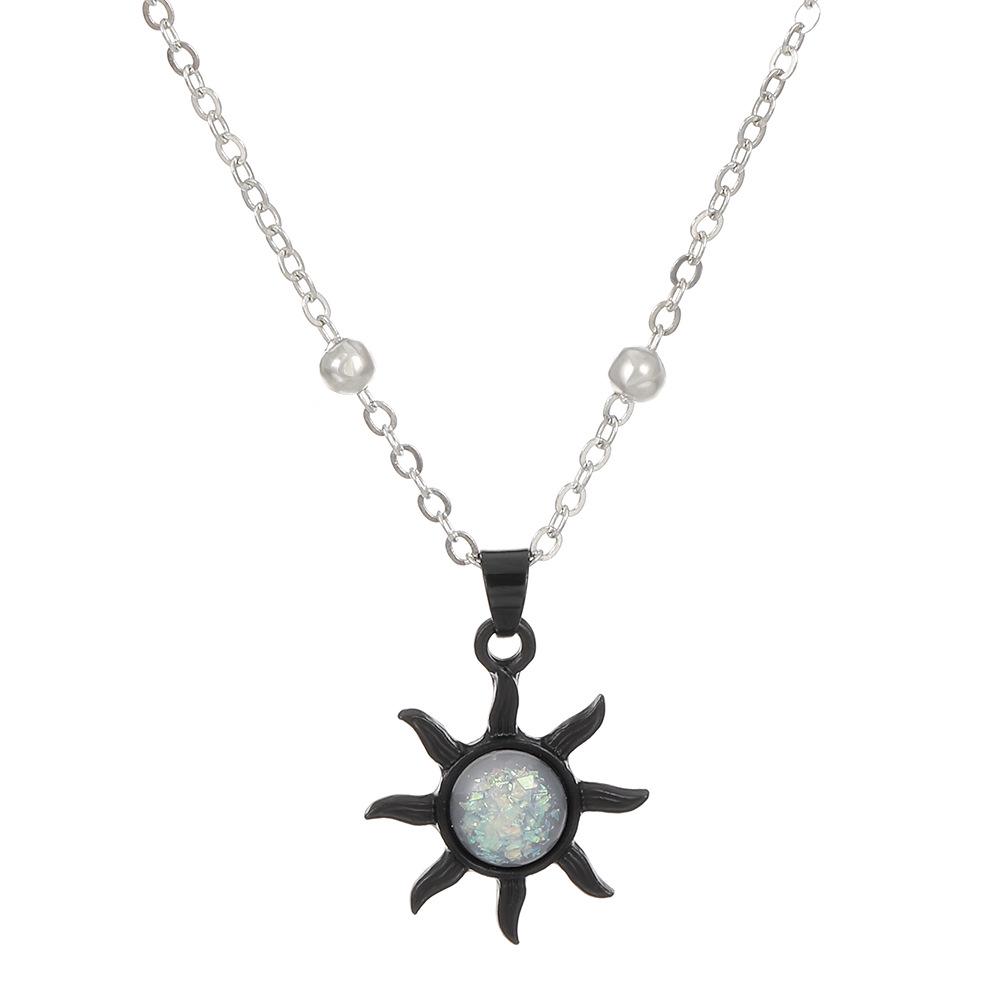Korean Opal Sunflower Clavicle Necklace – Elegant Light Luxury Design for Women