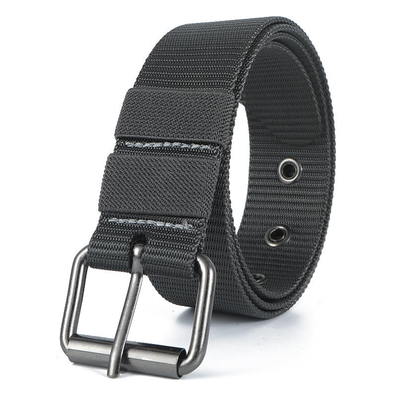 Men's Tactical Nylon Woven Belt with Full Eyelet Pin Buckle for Military Training.