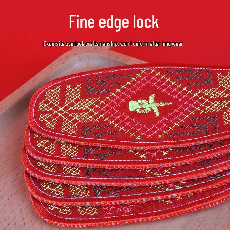 Embroidered Deodorant and Sweat-Absorbing Cross-Stitch Insoles for Men and Women - Festive Design