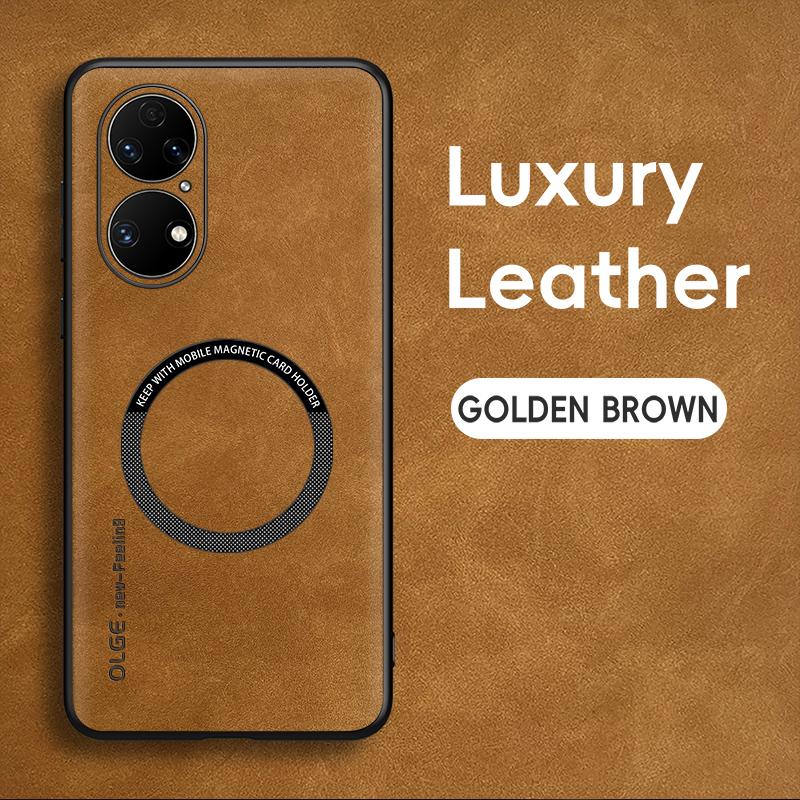 

Магнитный Ретро Кожаный Мягкий Чехол для Huawei P50 Pro P50Pro Беспроводная Зарядка Чехол для Телефона For Huawei P50 Pro коричневый