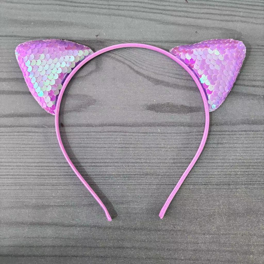 Sequin Cat Ear Headband for Kids - Cute Cartoon Princess DIY Fabric Accessory