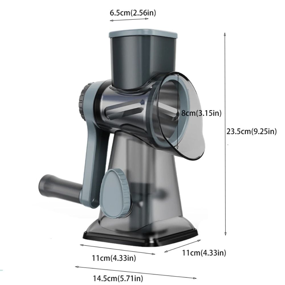 Kitchen Gadget 3 in 1 Hand-Crank Vegetable Slicer Labor-saving Plastic Rotary Cheese Grater Manual Vegetable Shredder Carrots