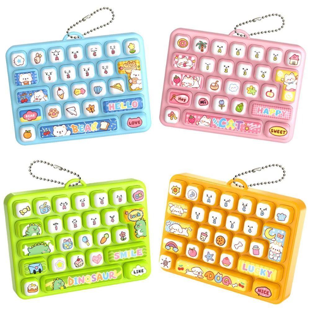 Cartoon 26 Keys Keyboard Keychain Animals Stress Relief Fidget Toy Backpack Decor