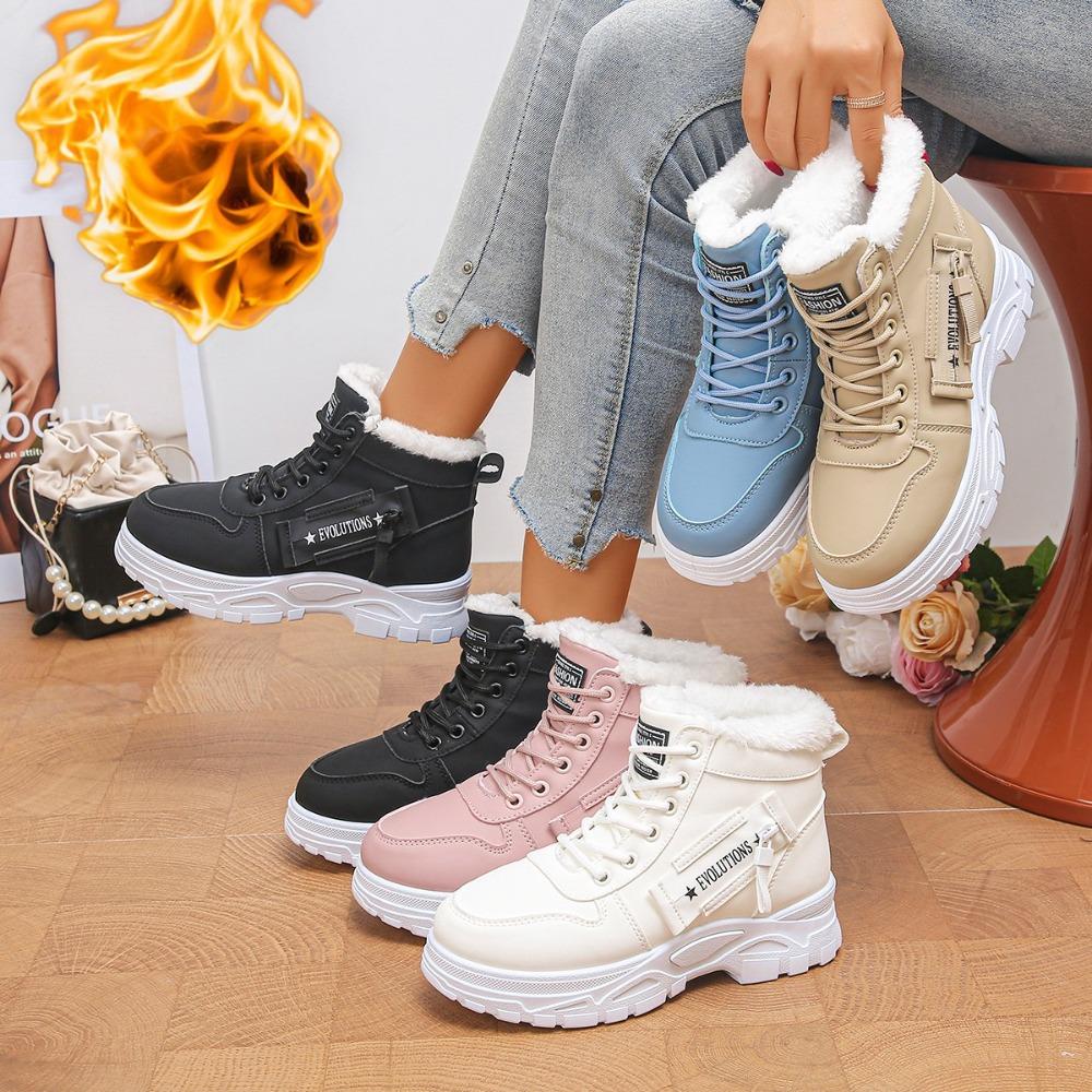 Stivali Donna Taglie Forti Autunno Inverno Scarpe in Cotone Stivaletti Sportivi Casual Scarpe Alte Foderate in Pile
