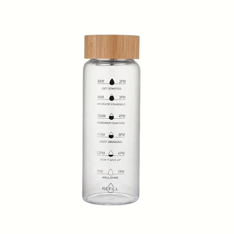 1/2PCS Large Capacity Glass Water Bottle with Time Scale Portable Transparent Cup for Milk Juice Tea Simple Design