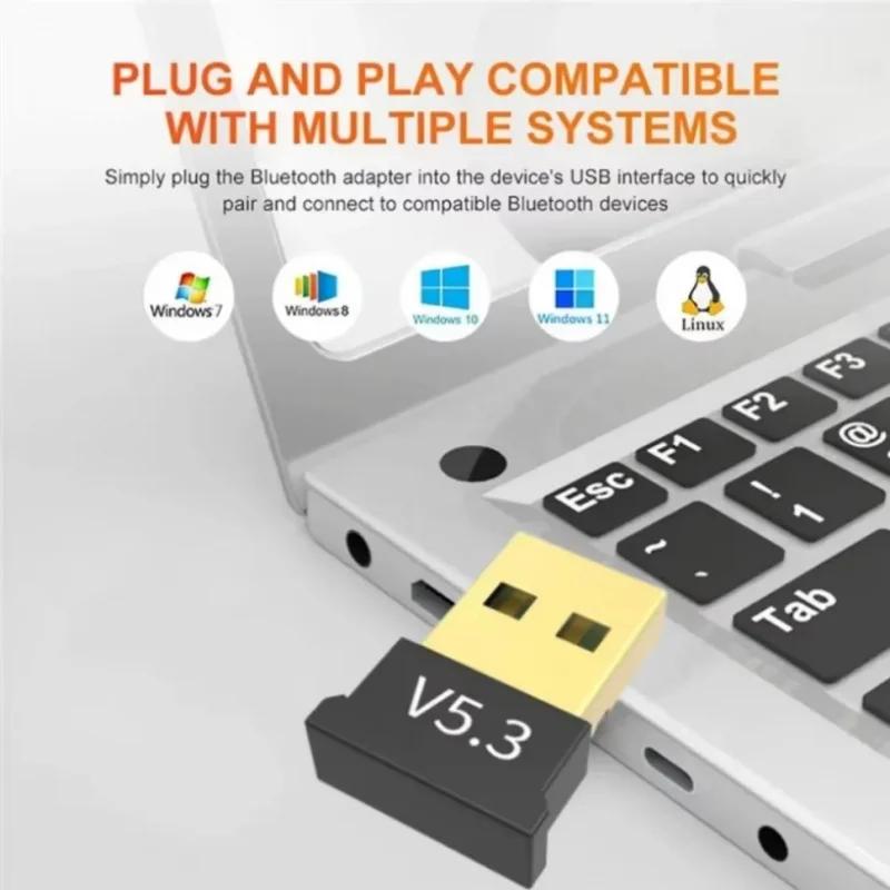 USB Bluetooth 5 3 Adapter Wireless Dongle For PC Laptop Speaker Audio Receiver USB Transmitter Compatible With 5 1 Devices