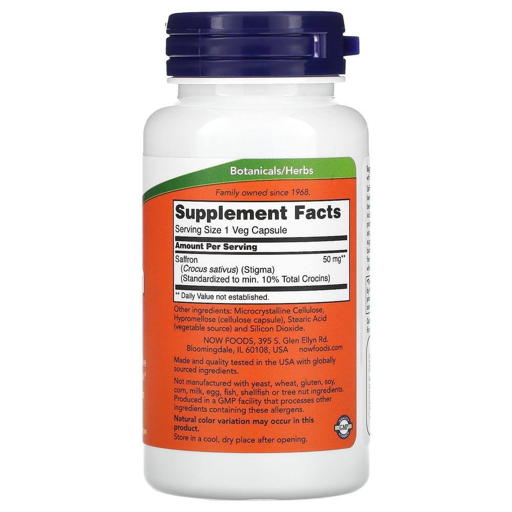 Now Foods Šafrán 50 mg Zeleninové kapsle 60 ks