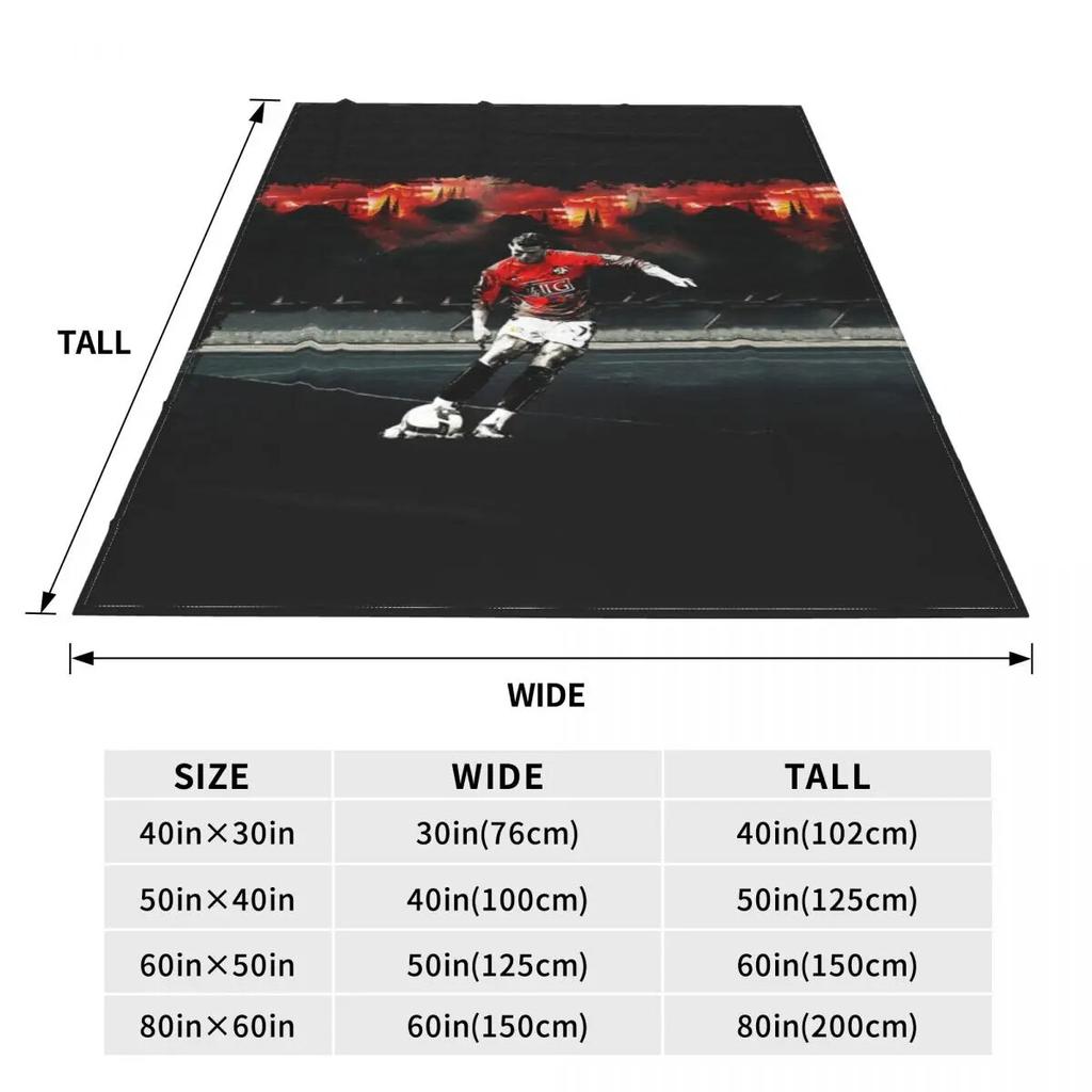 CR Blanket Shoot Footballer Airplane Travel Flannel Throw Blanket Super Warm Couch Bed Design Bedspread Gift