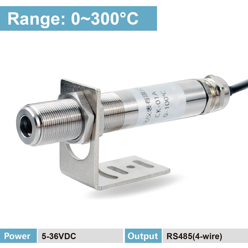 Non Contact IR Temperature Sensor 0-600 Degree 12-36VDC Analog Output 4-20mA 0-10V RS485 for Industrial Automation