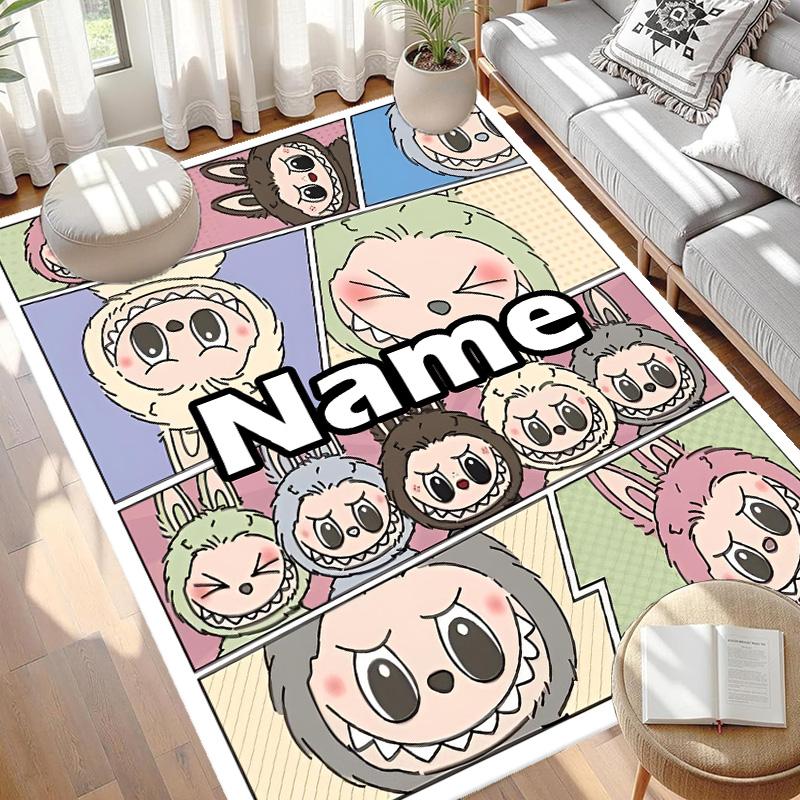 Custom Name Personalized Labubu Print Carpet, Versatile Home Decor Rug, for Playroom, Apartment, Balcony, Entryway, Hallway Gift