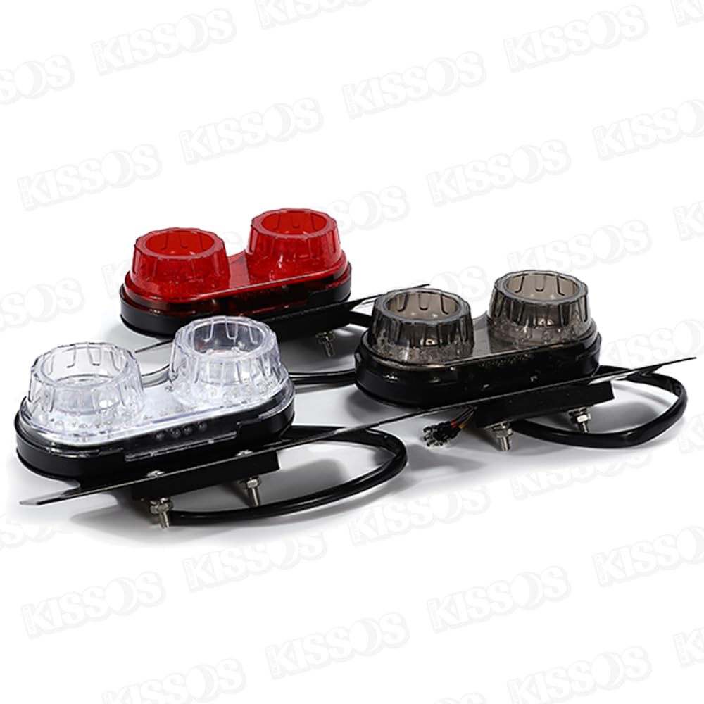 Motorcycle LED Twin Tail Lights with Integrated License and Turn 12V Universal Mounting Bracket Brake, Plate, Signals, (Red)