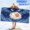 Bubu Dudu Cartoon Print Beach Towel, Large Soft Quick Dry Towel for Beach Camping Swimming