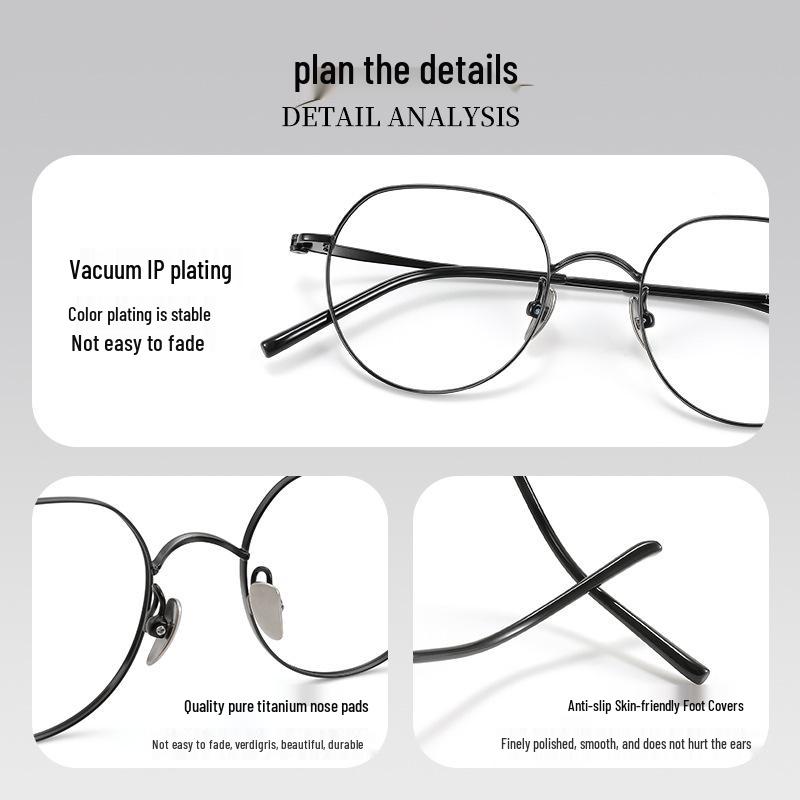 Women's Oval Pure Titanium High Prescription Glasses, Myopia, Small Ultralight Frame, Model 18070