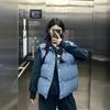 Blue plaid vest, vest, cotton clothes, women's new popular spring, autumn and winter wear thickened vest top