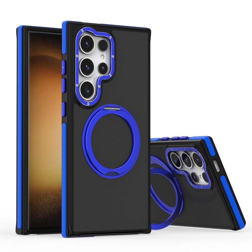 

Rotating Magnetic Stand Armour Phone Case For Samsung S25 S24 Ultra S23 Plus Metal Folding Holder Shockproof Bumper Cover For Galaxy S23&Case & Holder
