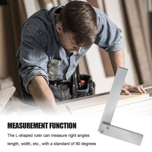Right Angle Ruler, L-Shaped Ruler - Measuring Ruler Metal Square - L-Shaped Ruler, Carbon Steel Woodworking Square, Carbon Steel 90 Degree Wide-Seat R