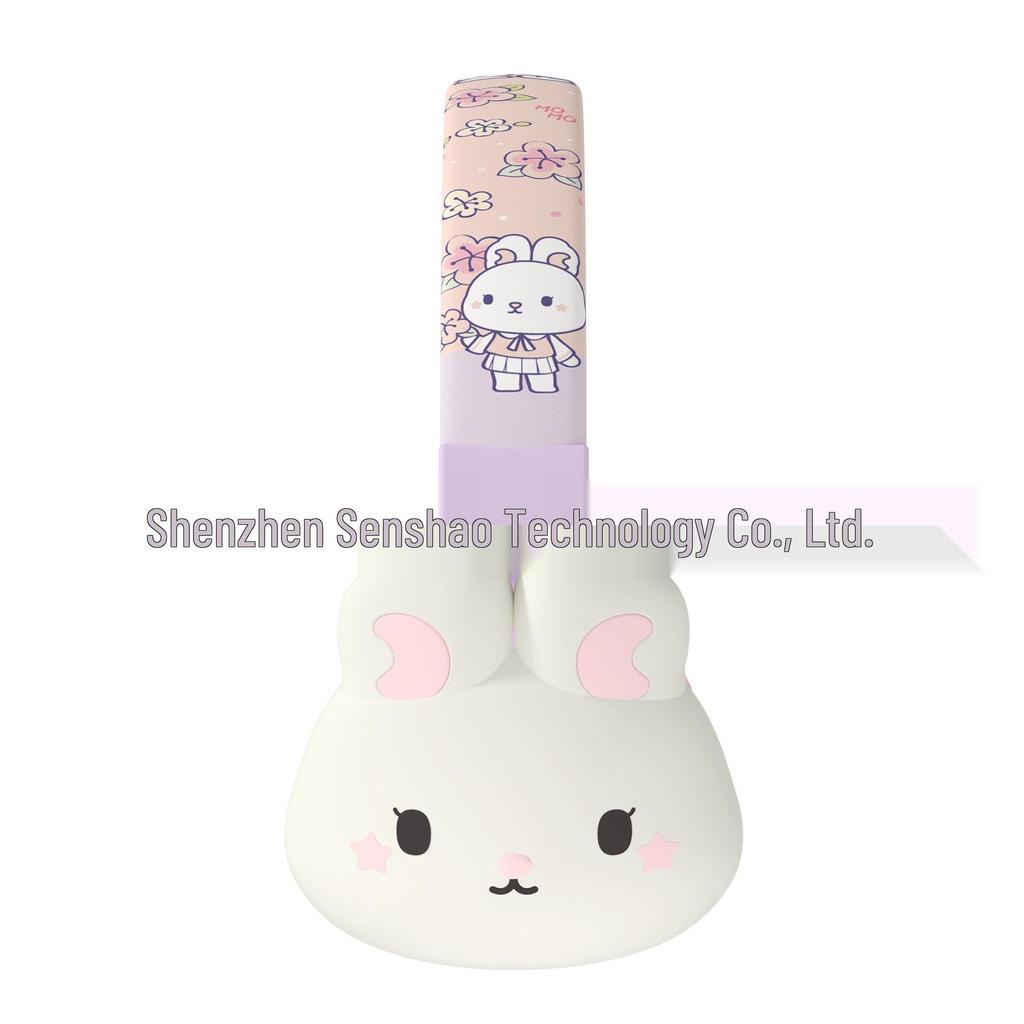 Purple Moon Rabbit Cartoon Over-Ear Bluetooth Headphones for Girls and Children