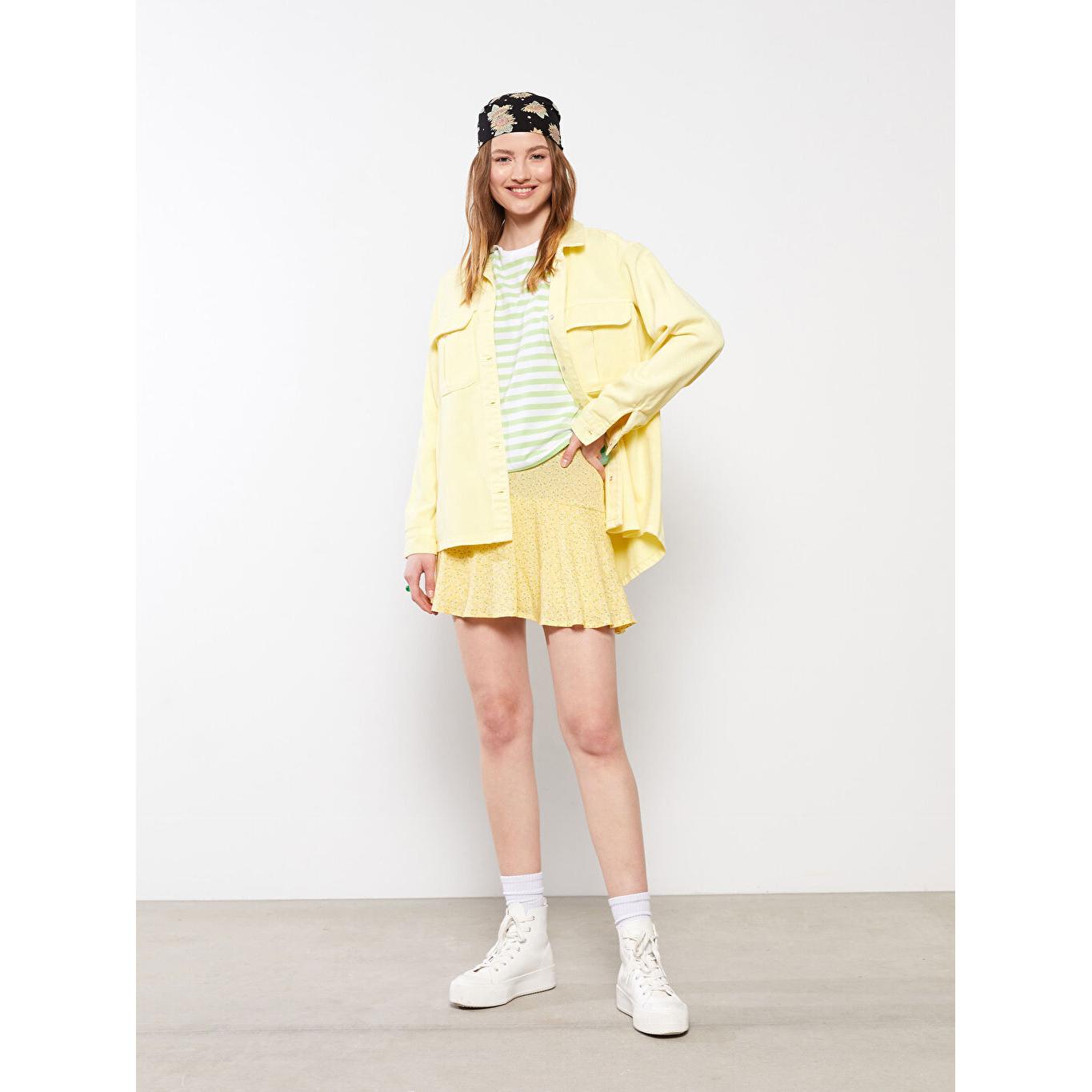 

XSIDE Женская короткая юбка из вискозы с эластичной резинкой на талии, желтая