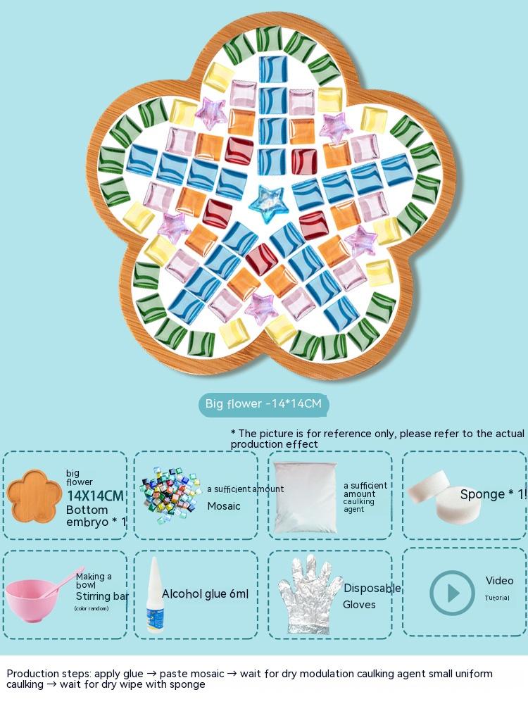 Bamboo Mosaic DIY Coasters Handmade Creative Material for Cup Tableware Mat Tray Placemat Mosaic Crystal Craft Tool Kit Kid Gift