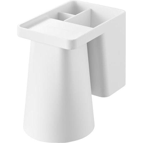 Yamazaki Tower Wall Mount Single Toothbrush Holder with Magnetic Tumbler Floating Organizer White 1295