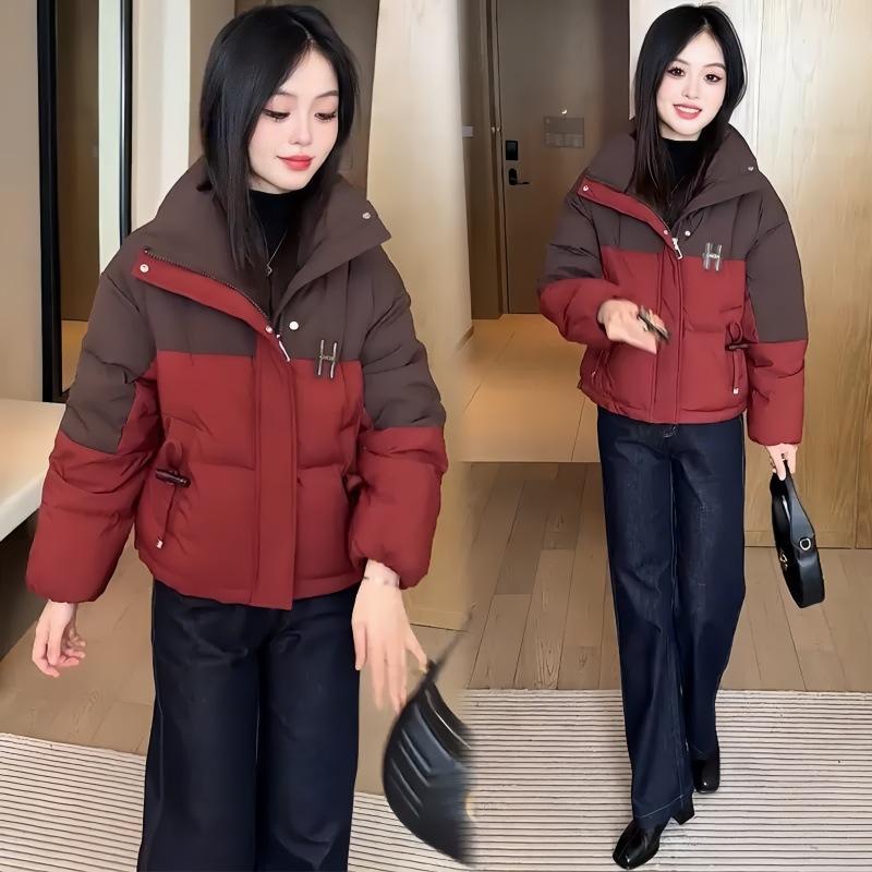 Down Cotton-padded Clothes Women's Short New Contrasting Color Cotton-padded Clothes Casual Loose Warm Cotton-padded Jackets Jacket Batch