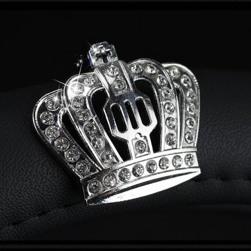 Diamond Crown Car Steering Wheel Cover Leather Crystal Rhinestone Covered Steering-Wheel Covers Women Girls Interior