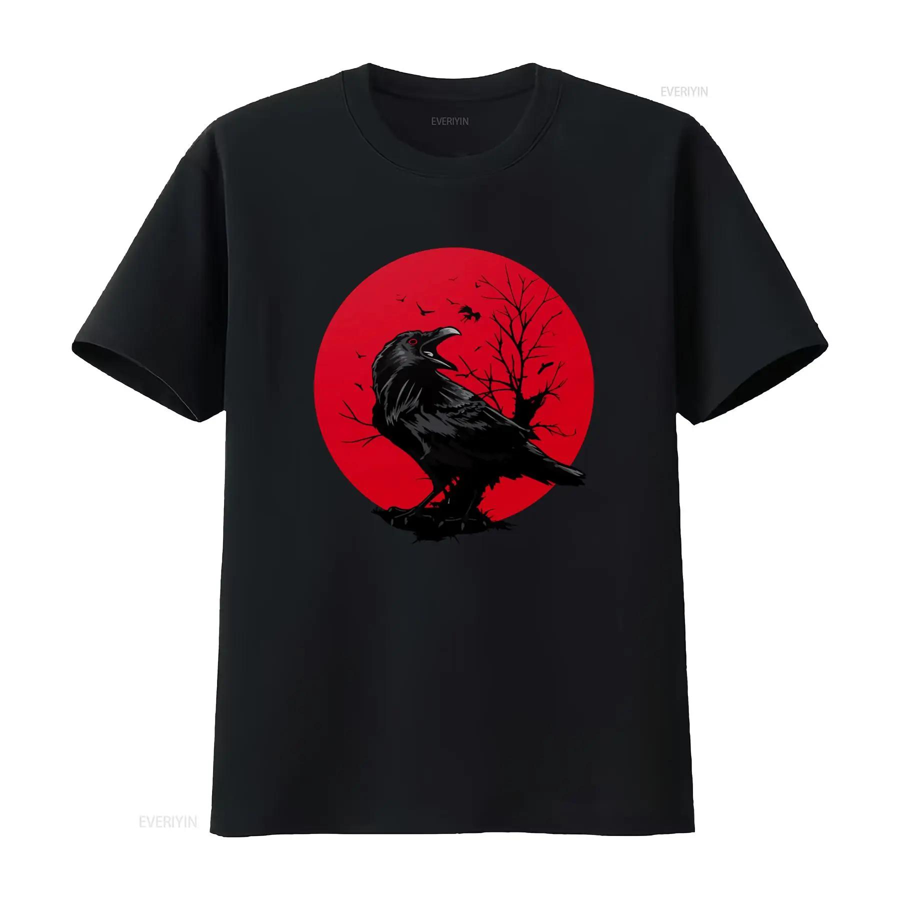 

Raven Lover T Shirt Black Crow Bird Design for Occult Halloween Gothic Aesthetic Fans vintage Washed Unisex streetwear Soft -... S разноцветный