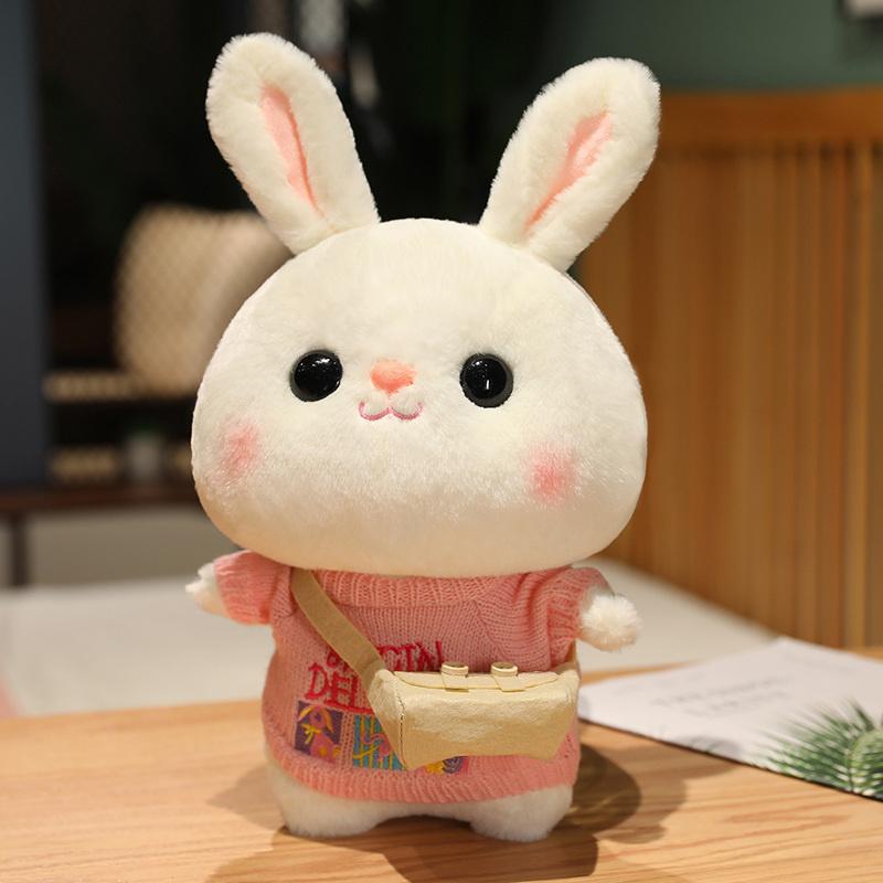 Weiches Kaninchen Lalafanfan Kaninchen Café Mädchen Plüschtier Niedlich 30cm Kawaii Lalafanfan Puppe mit Brille mit Kleidung Spielzeug Geschenk