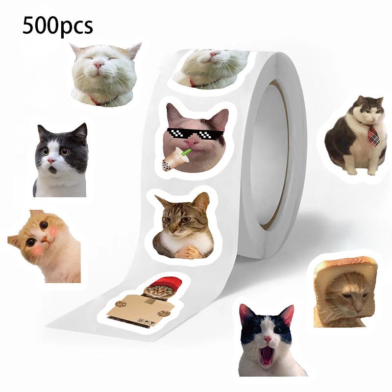 Cute 500Pcs Kawaii Cartoon Cat Tuo Tuo Roll Stickers Skateboard Laptop Luggage Skateboard Phone Gift Waterproof Phone Cute Sticker