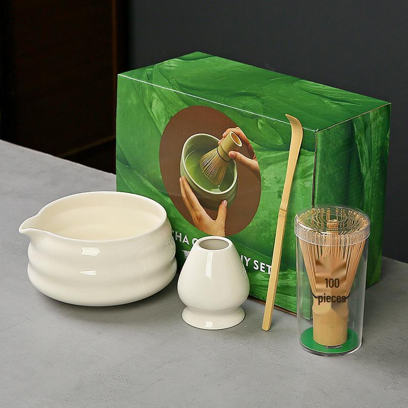 Japanese Ceramic Matcha Bowl Set with Bamboo Chasen Whisk – Perfect for Song Dynasty Tea Ceremony